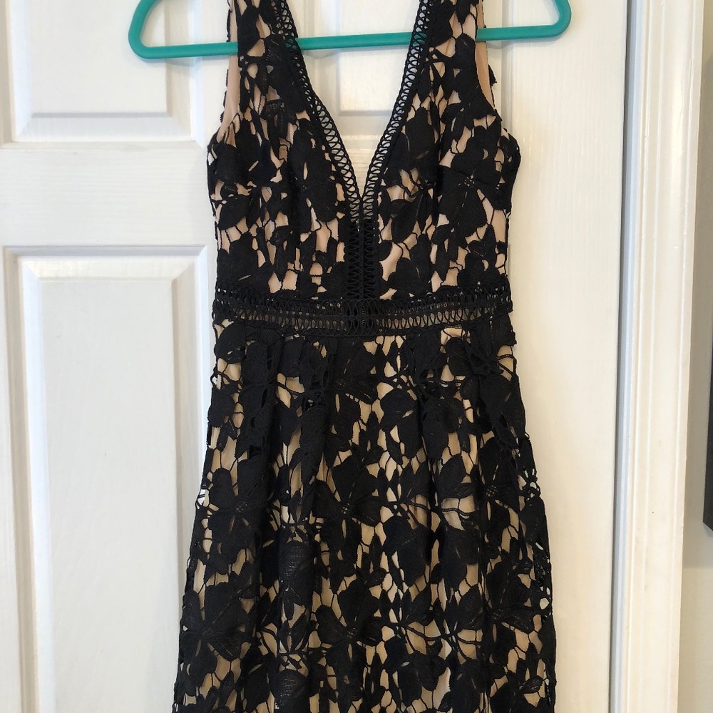 Black and Tan floral lace dress
